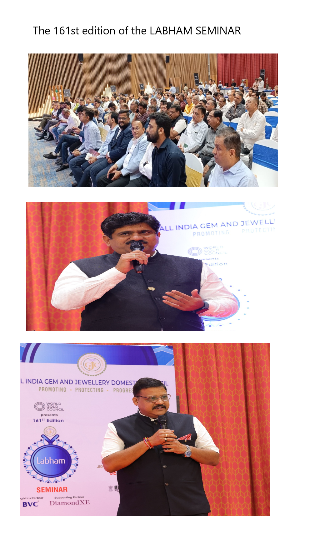 The 161st edition of the LABHAM SEMINAR was held on September 4, 2023, in Rajkot, with WGC as the presenting organization, BVC as the logistics partner, and DiamondXE as the supporting partner. This seminar focused on providing updates on recent changes related to PMLA and E-WAY BILL, along with hosting the GJS JEWELLERS MEET in RAJKOT. The event received an overwhelmingly positive response, with more than 200 jewelleers in attendance.
We would like to express our gratitude to CA Bhavin Mehta, Legal Advisor GJC, for delivering an engaging seminar and addressing the inquiries of our esteemed jewellers.